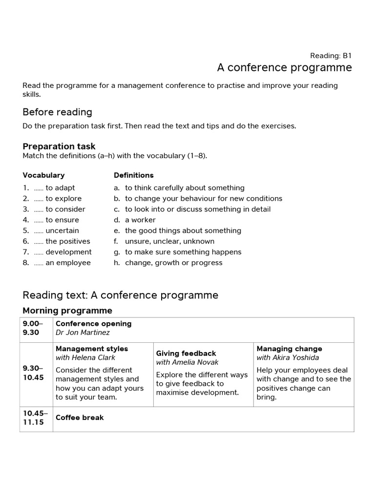 Management Conference Reading Exercise | PDF | Behavioural Sciences ...