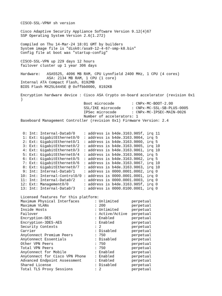 Cisco ASA 9.12(4)67 Version Details | PDF | Virtual Private Network ...