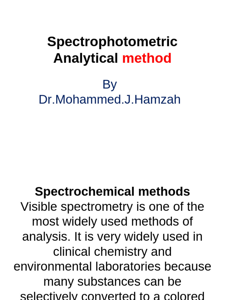 Spectrophotometric Analysis Basics | PDF | Absorption Spectroscopy ...