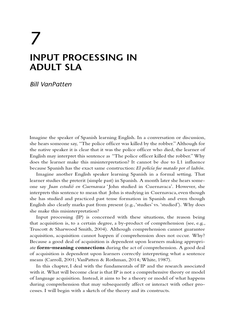 Understanding Input Processing in SLA | PDF | Second Language ...