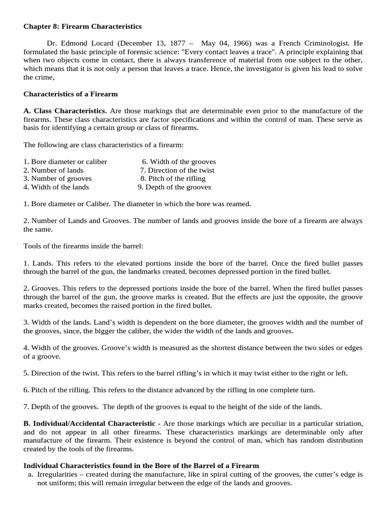 Firearm Characteristics Overview | PDF | Caliber | Cartridge (Firearms)