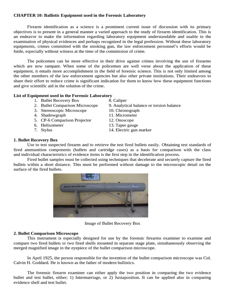 Forensic Ballistic Equipment Overview | PDF | Caliber | Gun Barrel
