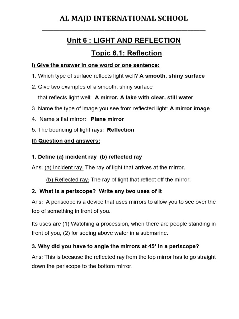 Reflection and Periscopes Explained | PDF