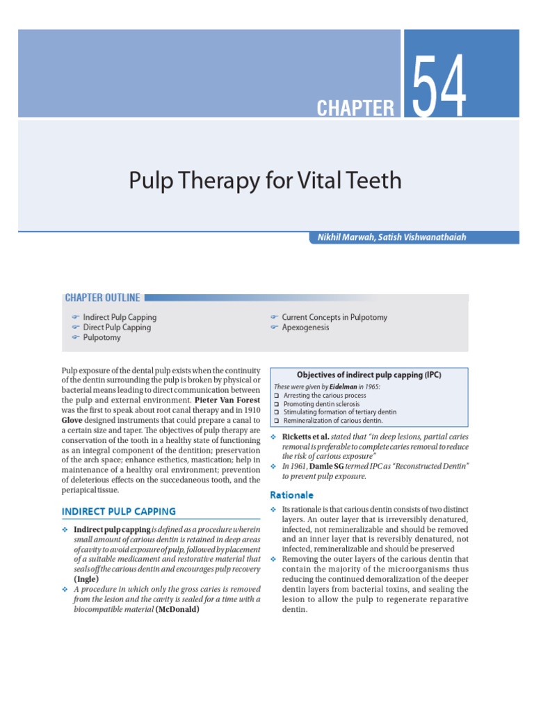 Vital Pulp Therapy Overview | PDF | Dentin | Human Tooth