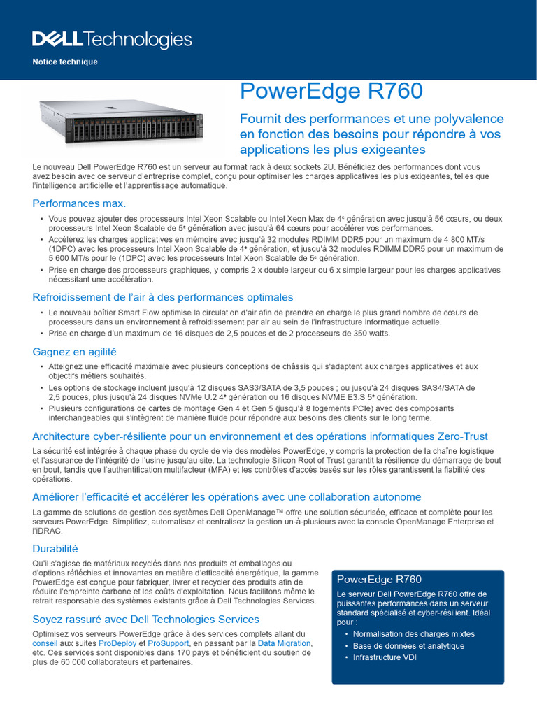 Poweredge r760 Spec Sheet | PDF | VMware | Solid-state Drive