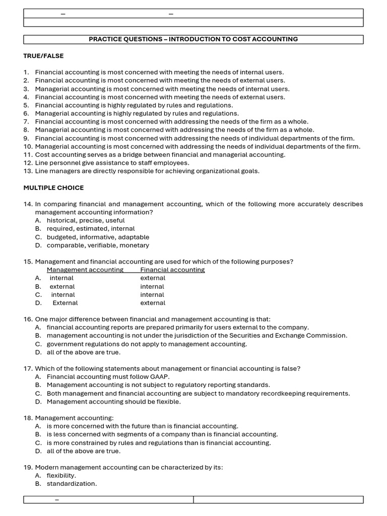 Handout 1.2 ACC 123 Introduction To Cost Accounting Cost Concepts and ...