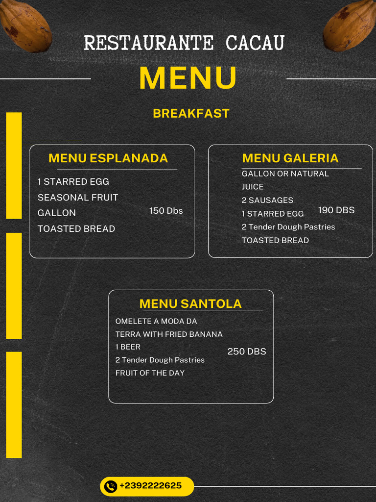 Restaurante Cacau Menu Overview | PDF | Salad | French Fries