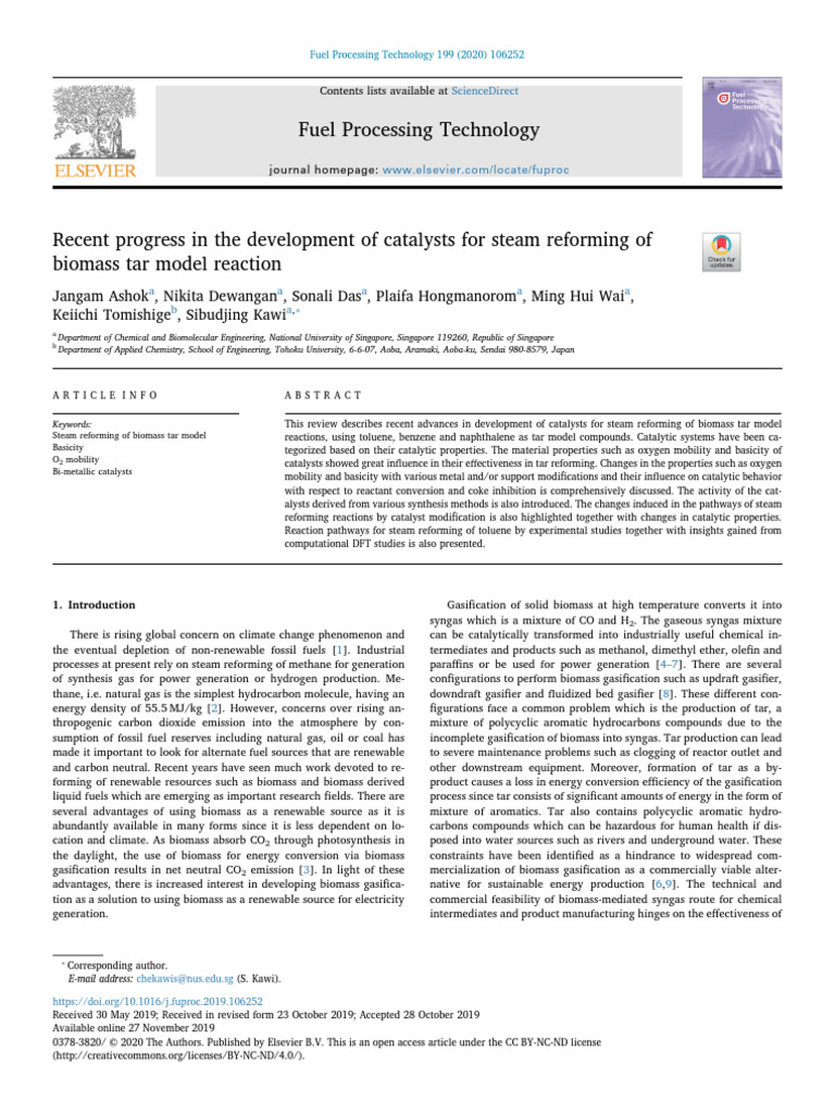 Recent progress in the development of catalysts for steam reforming of ...