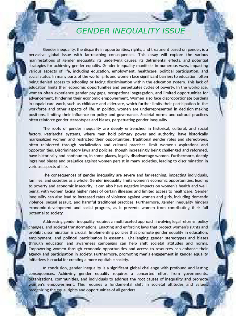 Addressing Global Gender Inequality | PDF | Gender Studies | Gender ...
