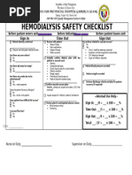 Hemodialysis Safety Checklist | PDF