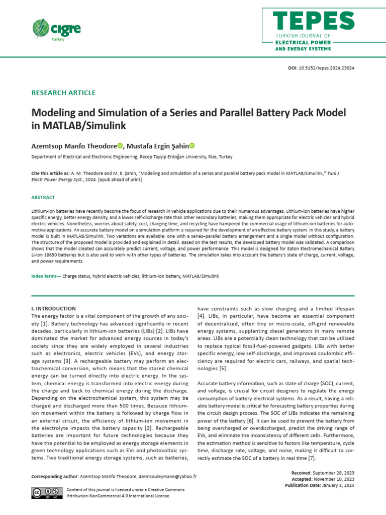 Battery Pack Modeling in MATLAB/Simulink | PDF | Lithium Ion Battery ...