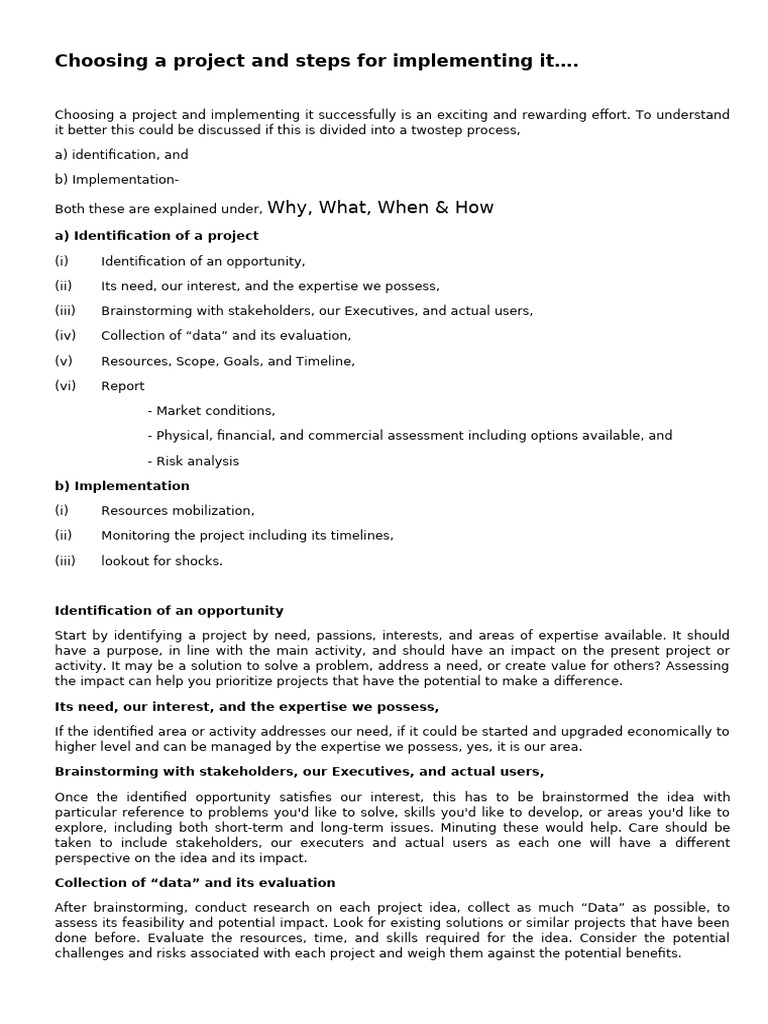Project Selection and Implementation Guide | PDF | Feasibility Study | Risk