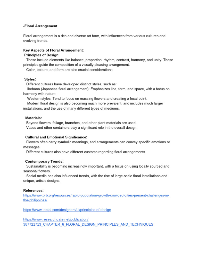 Principles of Floral Arrangement Design | PDF