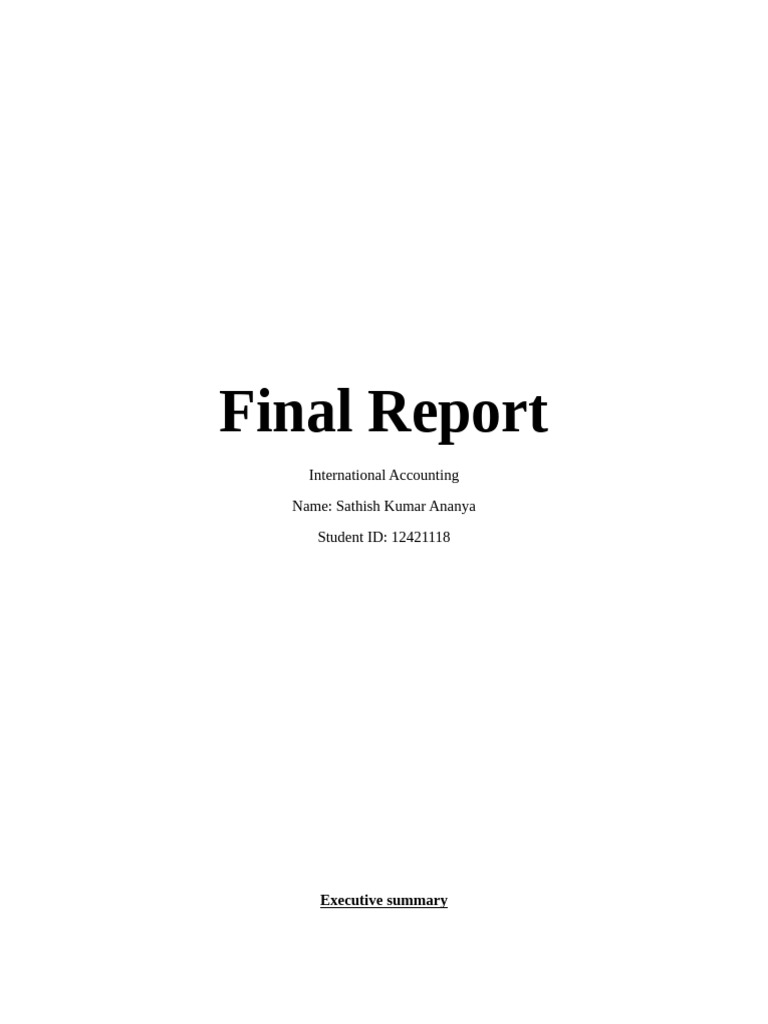Final Report | PDF | International Financial Reporting Standards ...