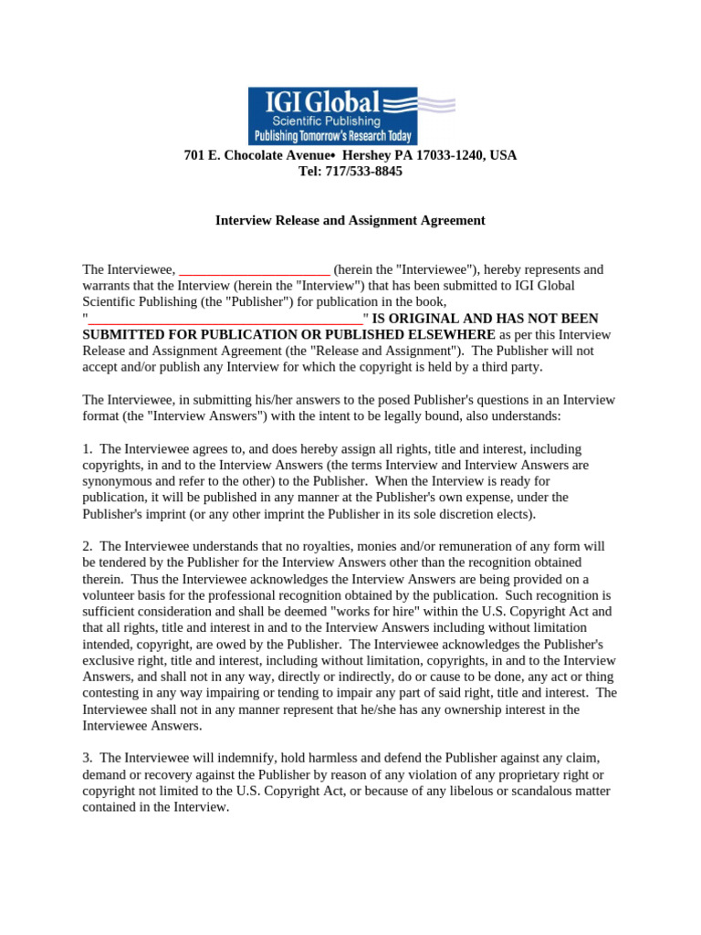 interview-release-form | PDF | Copyright | Private Law