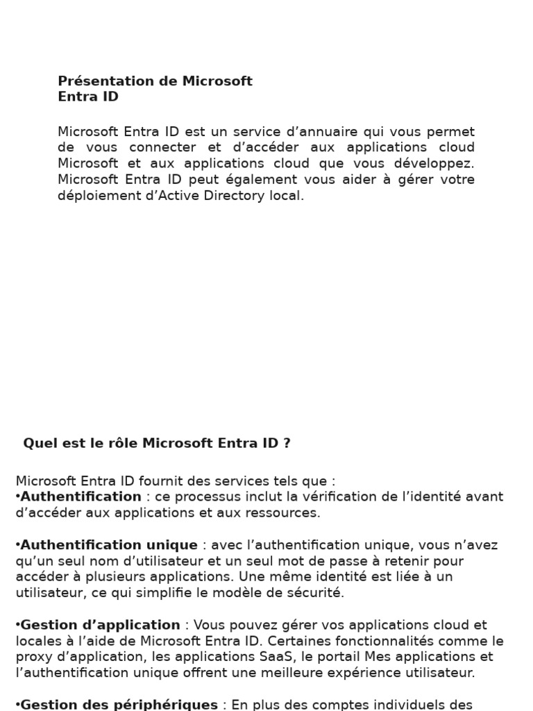 Introduction à Microsoft Entra ID et Authentification | PDF | Active ...