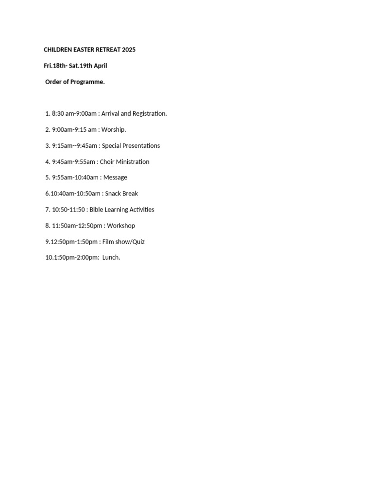 Children Easter Programme | PDF