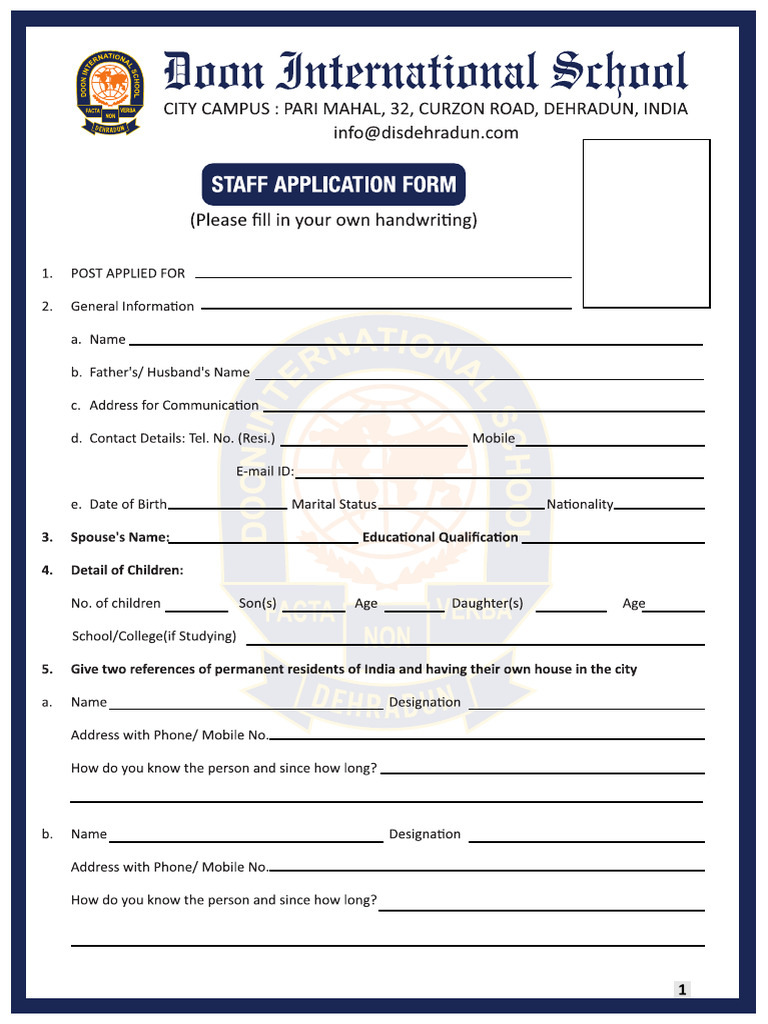 Staff Application Form | PDF