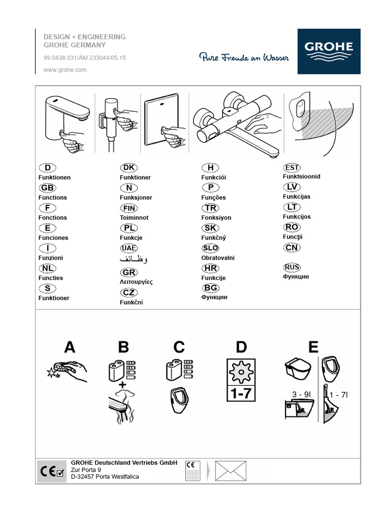 D GB F E I NL S N H P TR LV LT RO CN: Design + Engineering Grohe ...