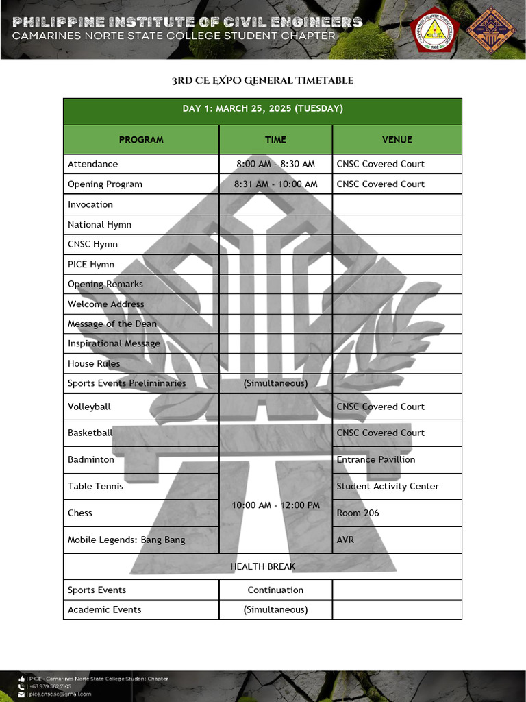 3rd CE Expo 2025 Timetable and Events | PDF | Sports
