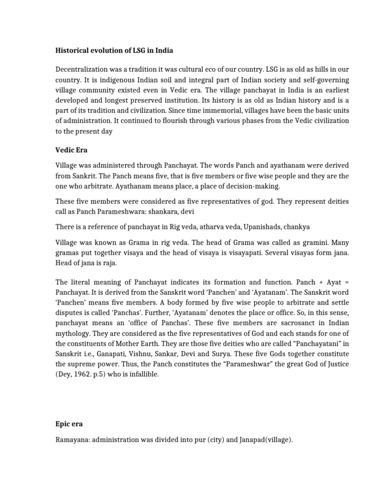 Evolution of Local Self-Government in India | PDF | Government Of India
