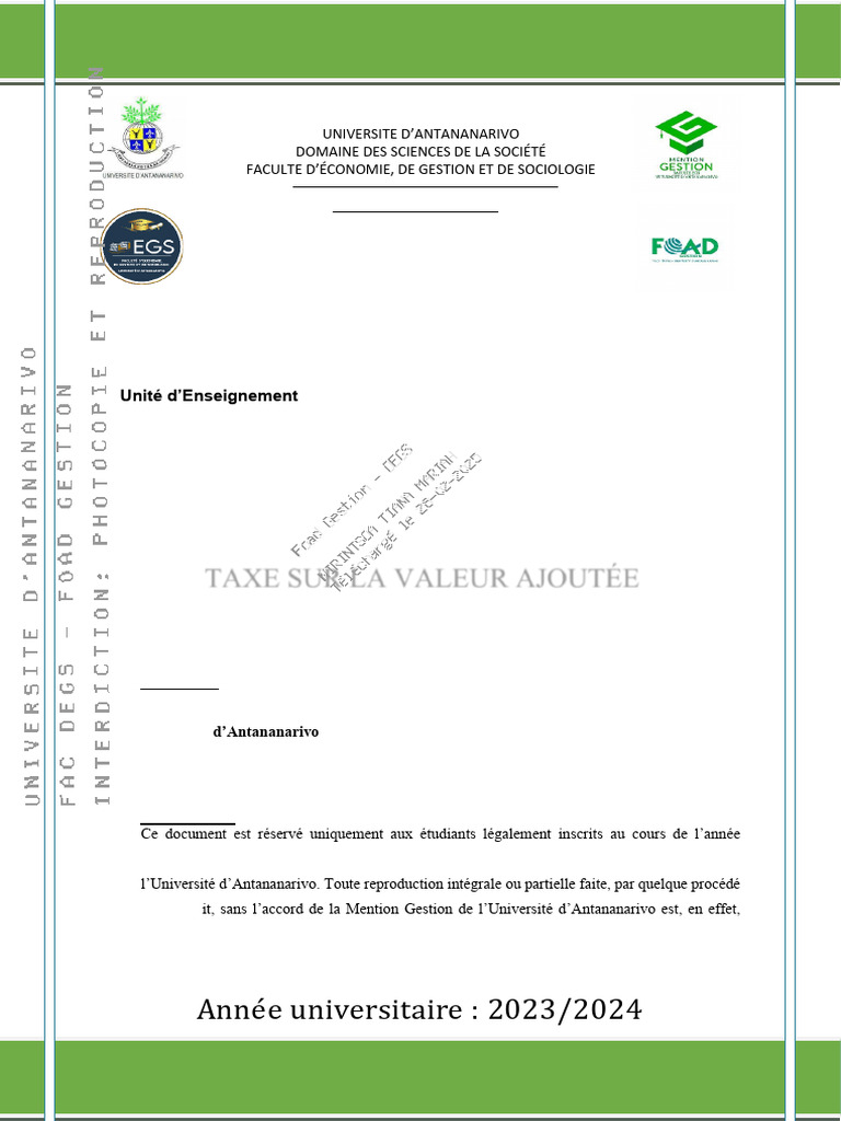 TVA à Madagascar : Guide 2024 | PDF | Taxe sur la valeur ajoutée | Impôts
