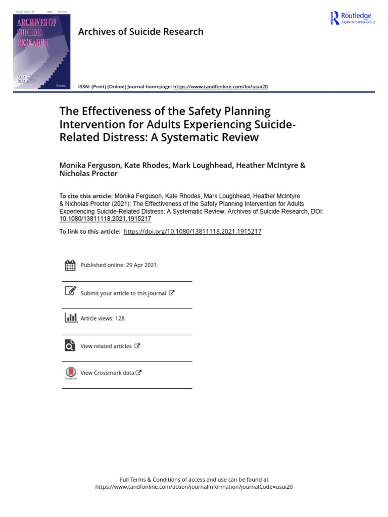 The Effectiveness of The Safety Planning Intervention For Adults ...