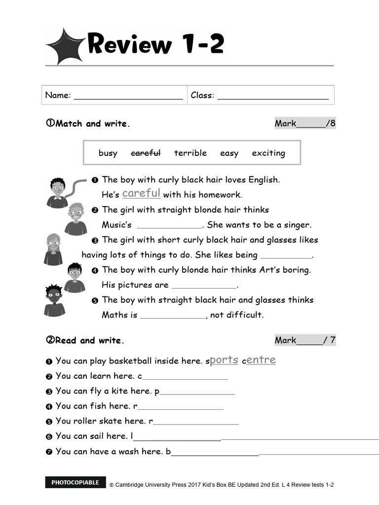 Kid's Box Level 4 Review Tests | PDF