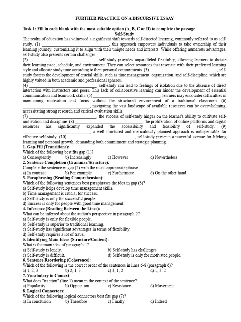 Further Practice On A Discursive Essay | PDF | Disciplines | Narrative