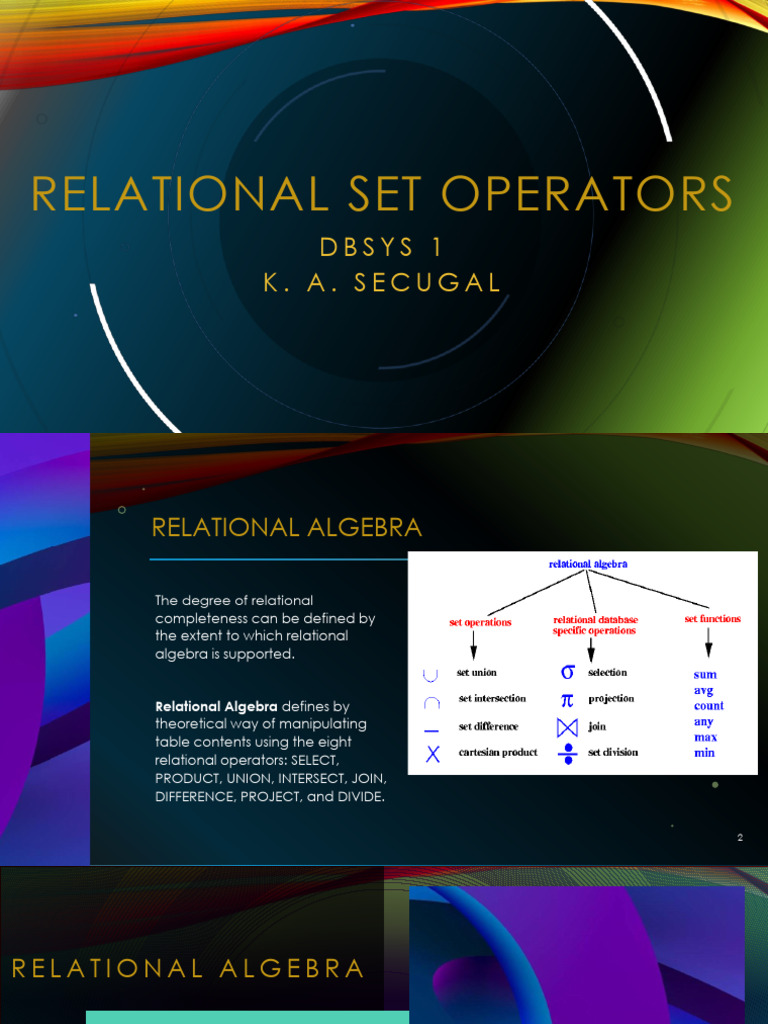 Relational Set Operators Lecture 5 | PDF | Relational Database | Table ...