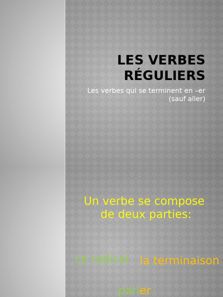 Conjugaison des verbes réguliers en -er | PDF