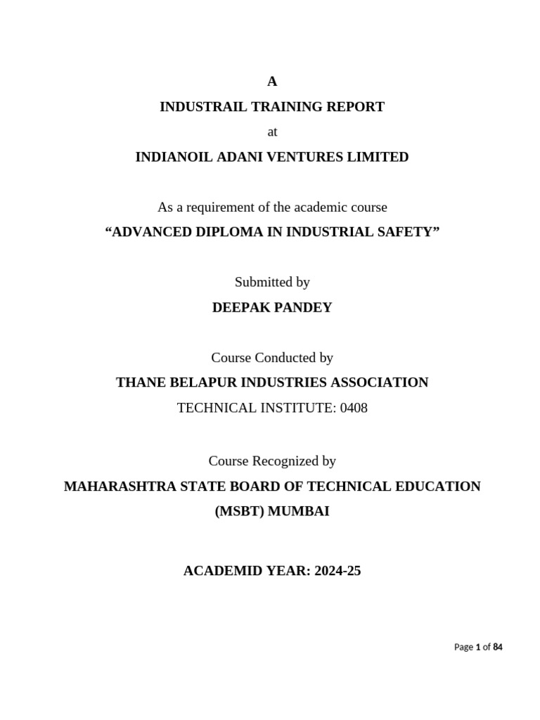 Industrial Training at IndianOil Adani | PDF | Evaluation | Reliability ...