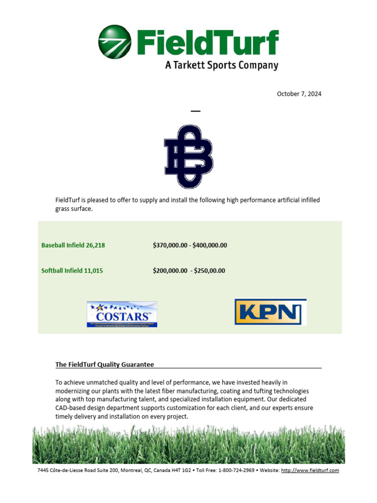 FieldTurf Proposal for Clay-Batelle High School | PDF | Taxes