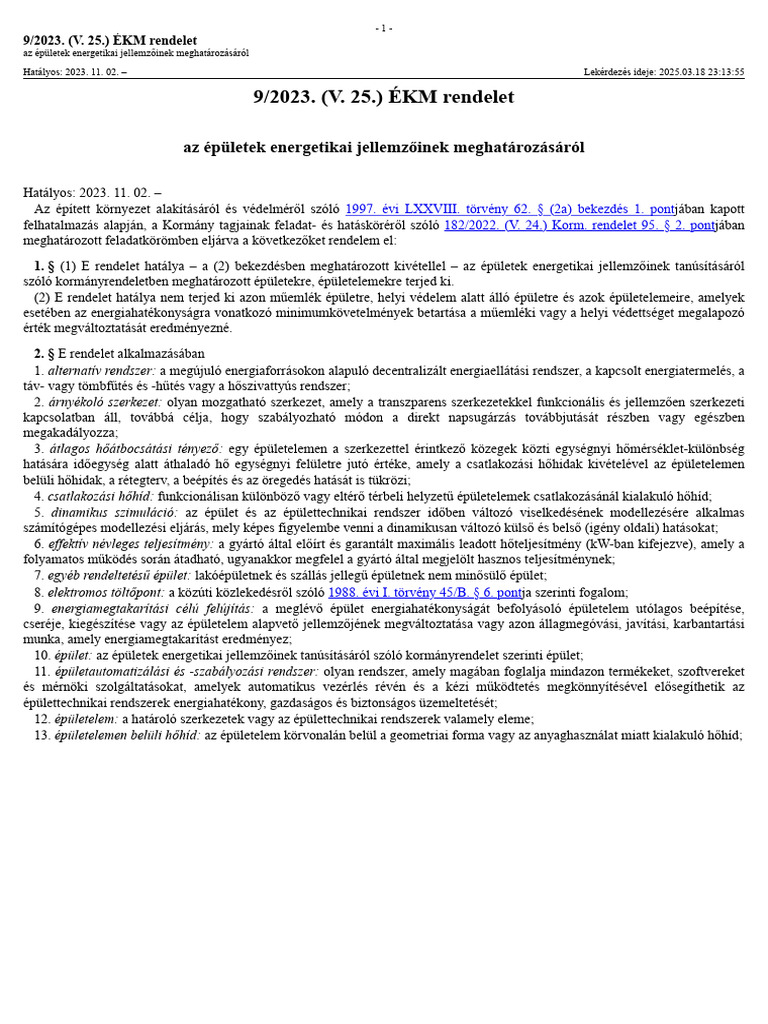 9:2023. (V. 25.) ÉKM rendelet az épületek energetikai jellemzőinek ...