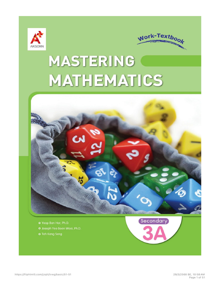 Work-Textbook Mastering Mathematics Secondary 3A Pages 51-51 - Flip PDF ...