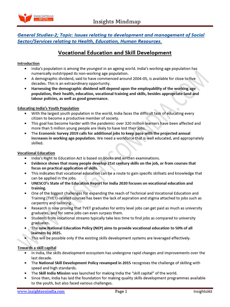 Enhancing Vocational Education in India | PDF | Vocational Education ...