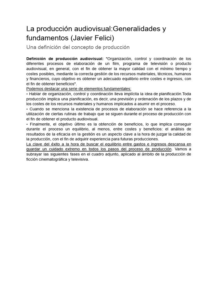 Fundamentos de la Producción Audiovisual | PDF | Televisión ...