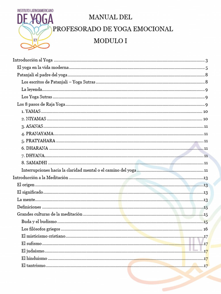 Manual de Yoga Emocional: Módulo I | PDF | Patanjali | Meditación