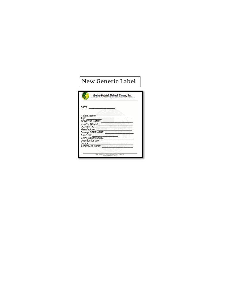 New Generic Medication Label Template | PDF