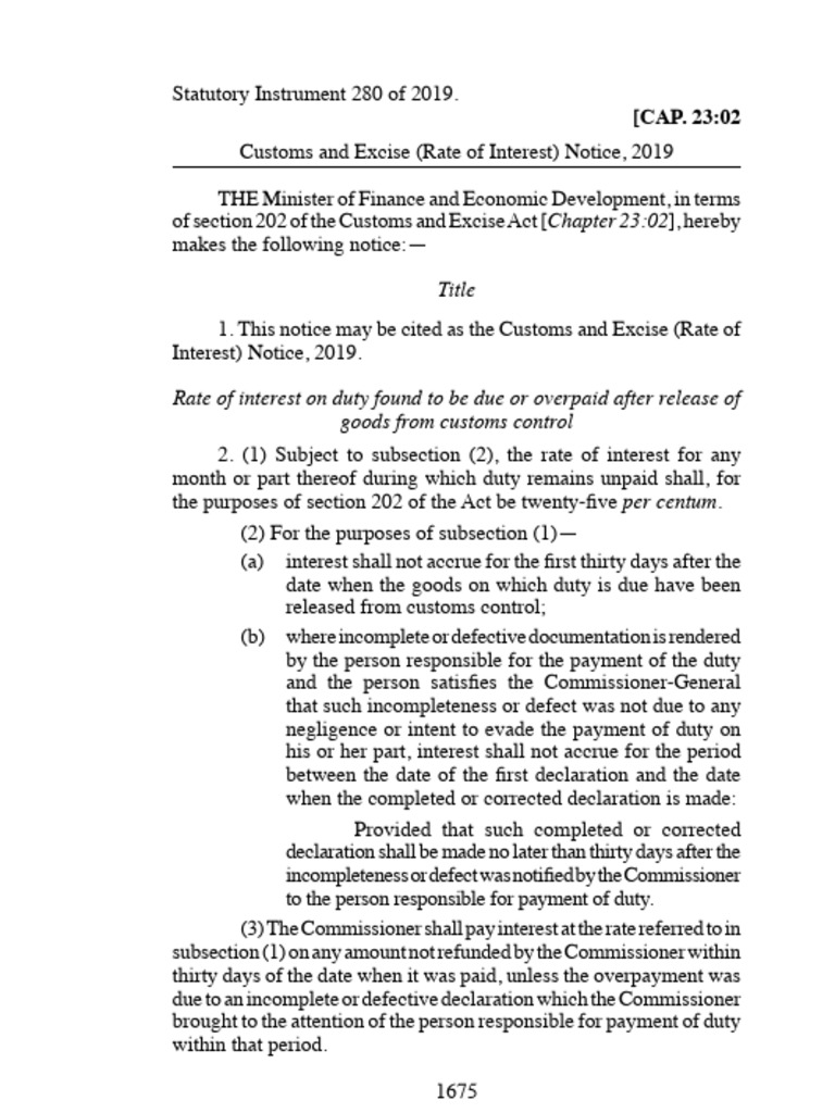 SI 2019-280 Customs and Excise (Rate of Interest) Notice, 2019 | PDF ...