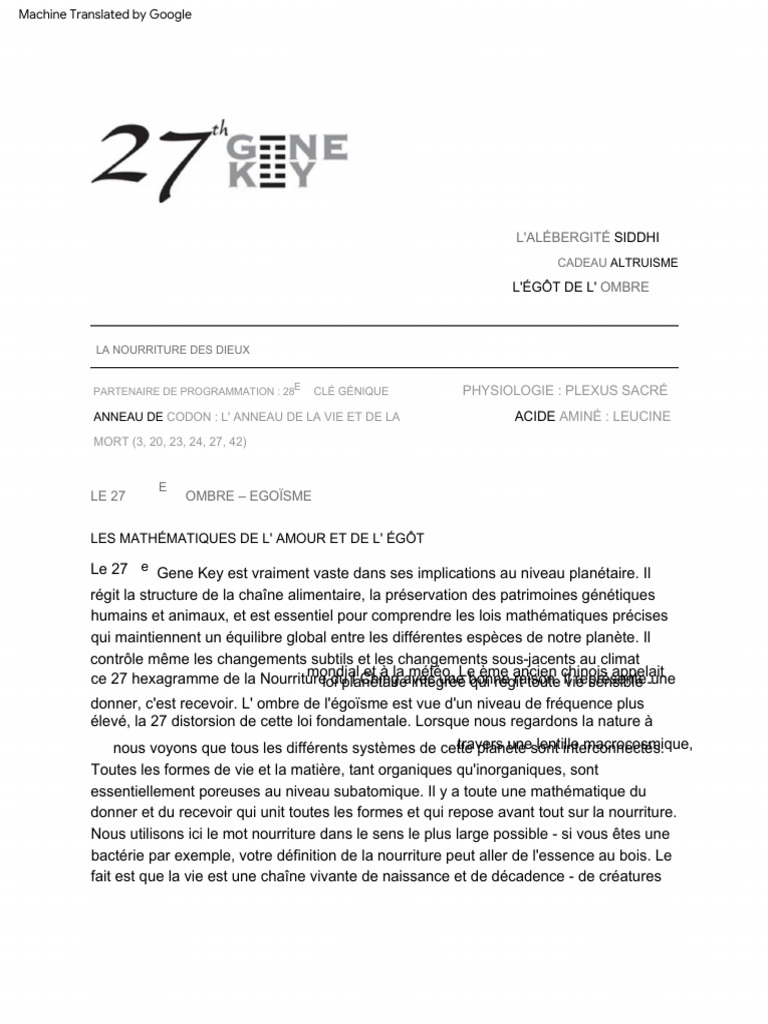Gene Key 27 | PDF | Évolution | Amour