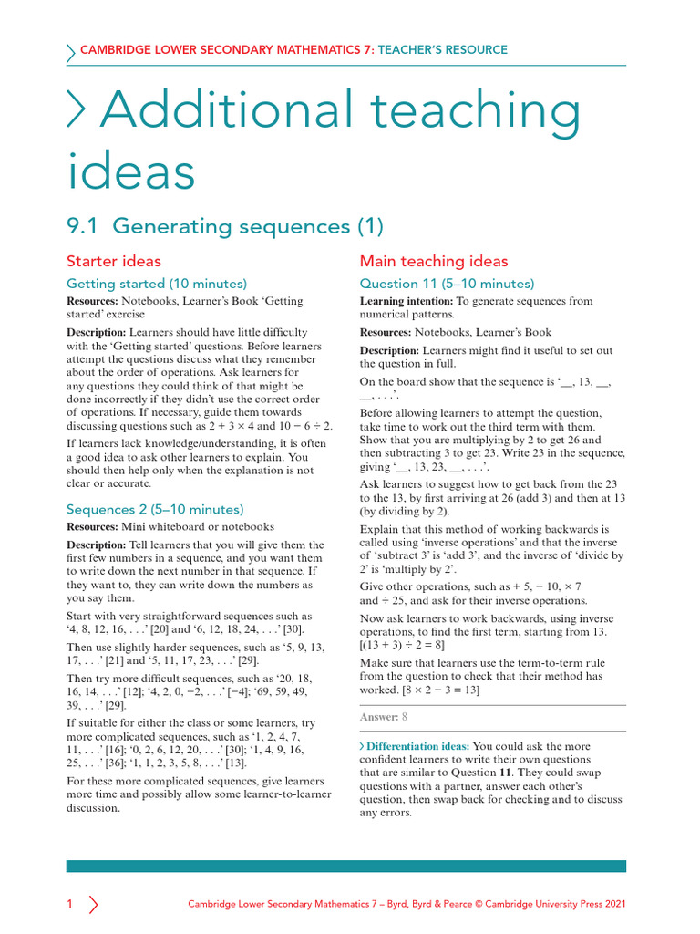 Teaching Sequences in Math 7 | PDF | Mathematics | Cognition