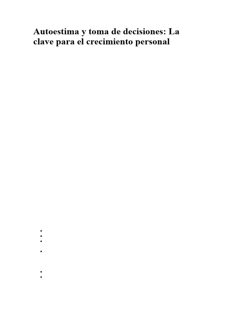 Autoestima y decisiones: claves para crecer | PDF | Autoestima | Toma ...