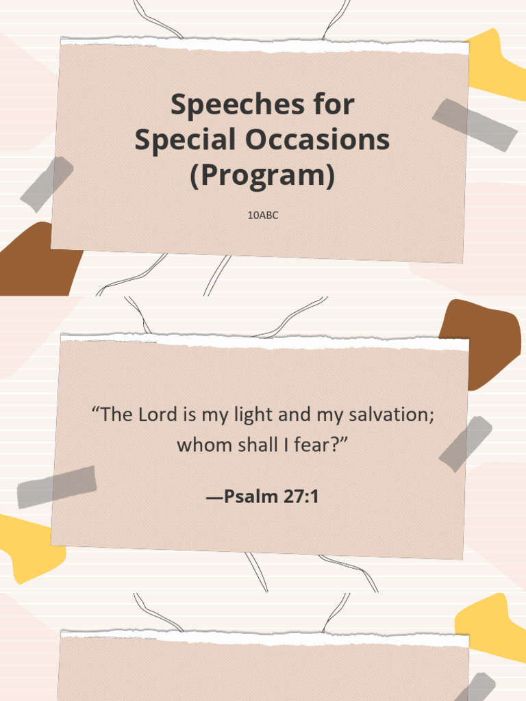 14 RW 10 Speeches For Special Occasions Program | PDF