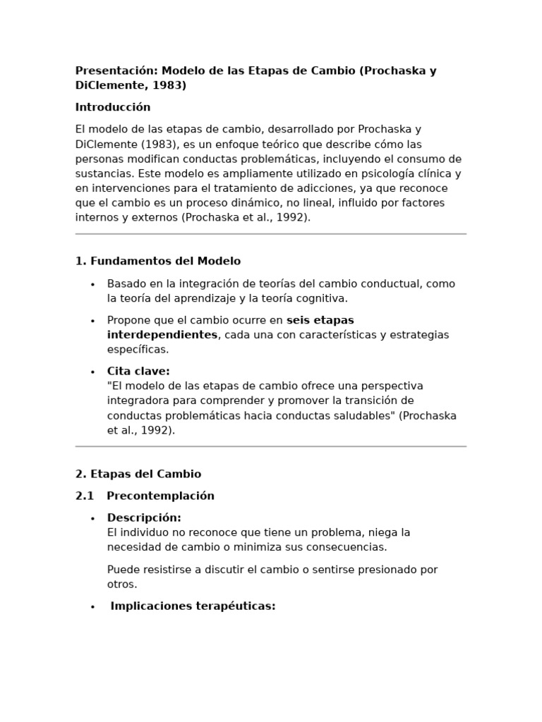 Modelo de Etapas de Cambio en Adicciones | PDF | Comportamiento ...