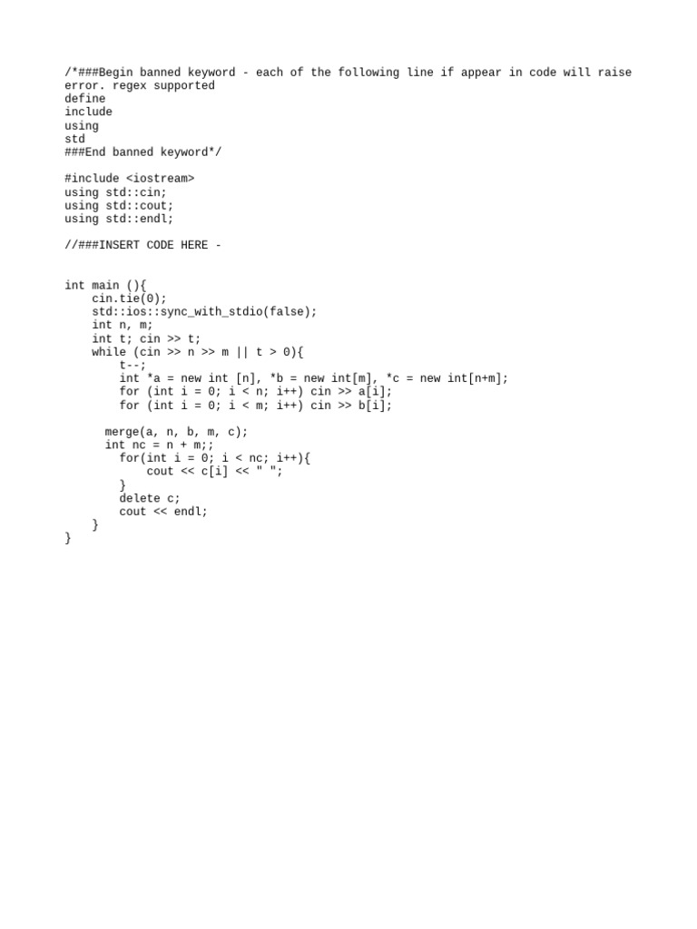 C++ Merge Arrays Code Example | PDF