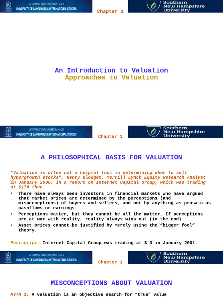 Day 1 Slides FIN 440 CHAPTER 1 Approaches To Valuation | PDF ...