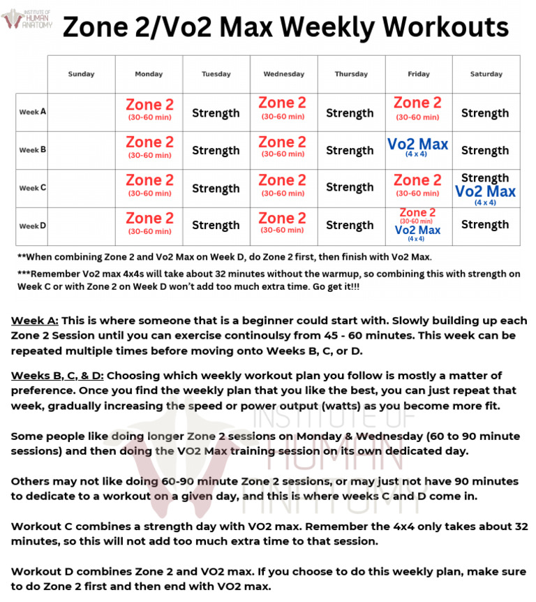 Zone 2/vo2 Max Weekly Workouts: Zone 2 Zone 2 Zone 2 Zone 2 Zone 2 Zone ...