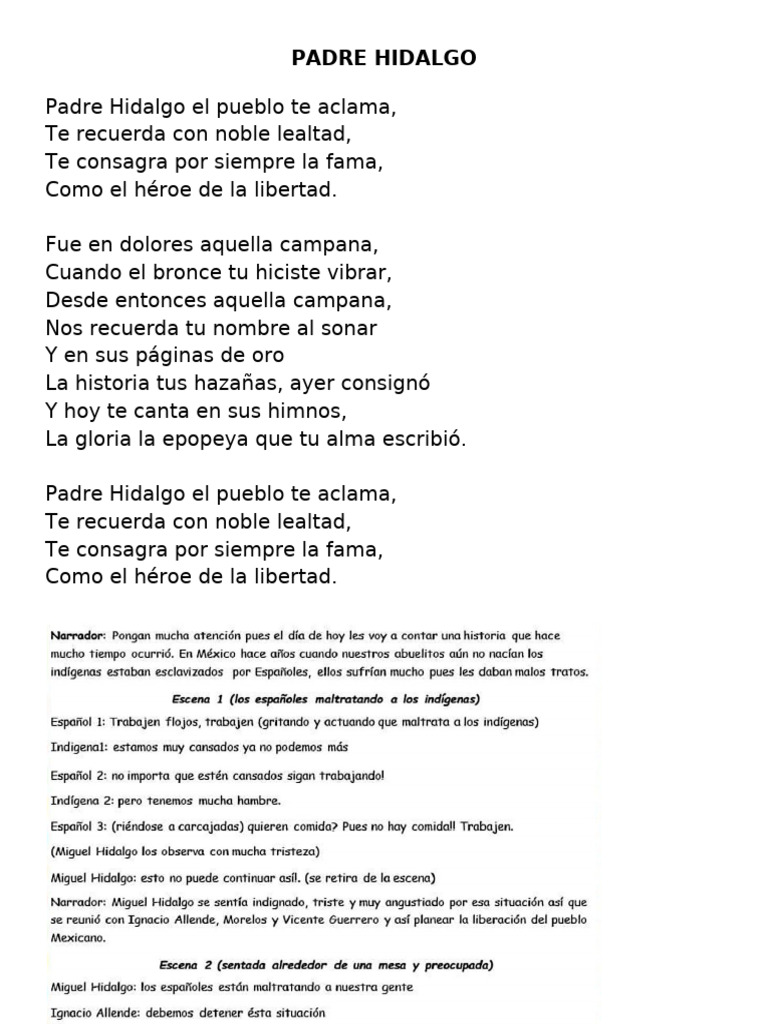 Himno al Padre Hidalgo: Letra Completa | PDF