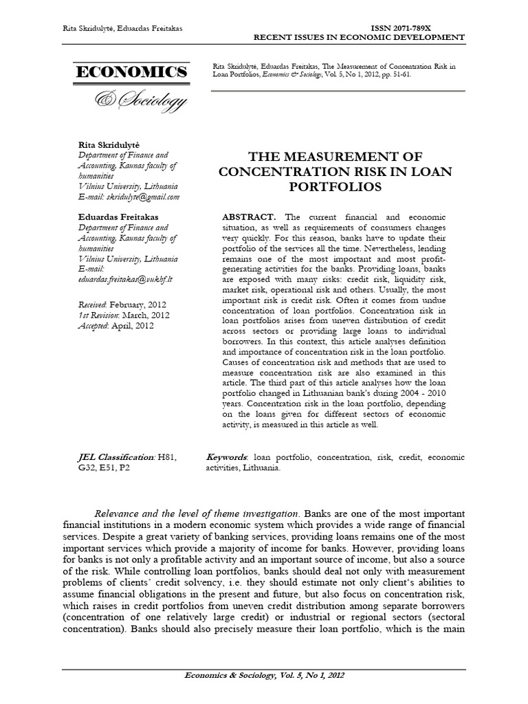 Measuring Concentration Risk in Loans | PDF | Risk | Banks